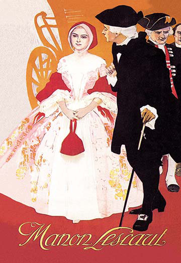Affiche rétro manon lescaut, H 66 po x l 44 po x P 1,5 po