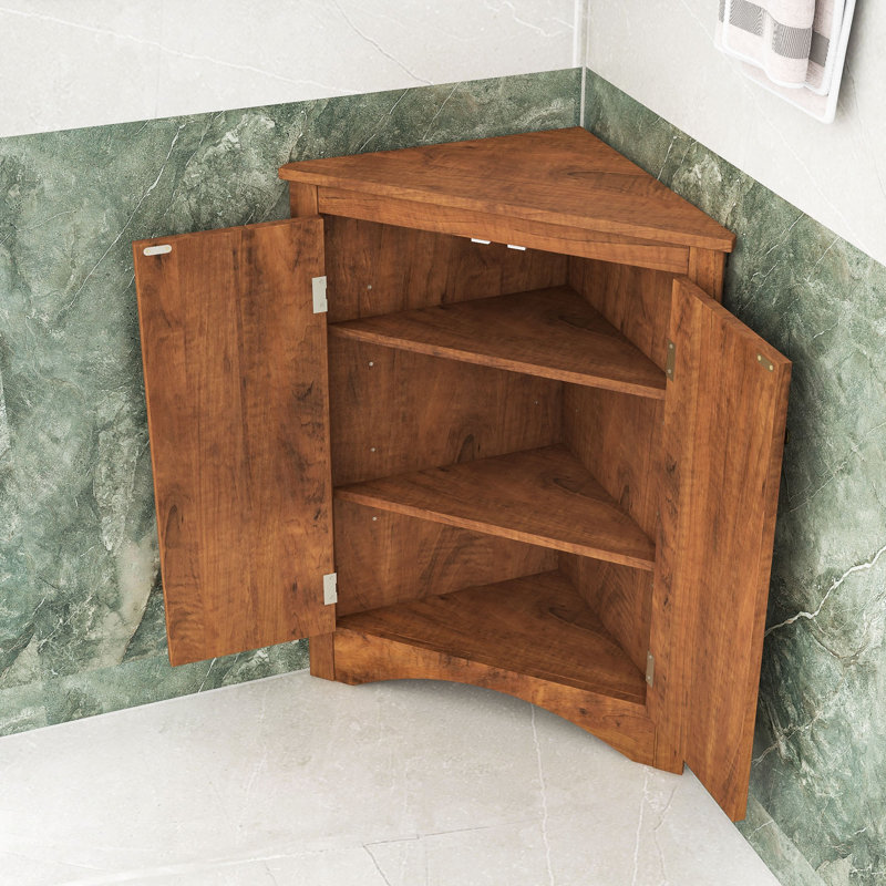 Armoire de rangement pour salle de bain avec tablettes, Brun