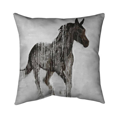 Abstract brown horse - 18"x18" Throw pillow - Poly twill - Print on demand