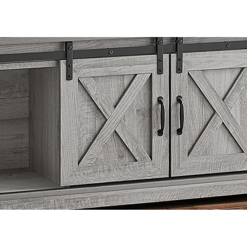 Meuble télé, meuble multimédia avec armoire de rangement, stratifié gris, Gris