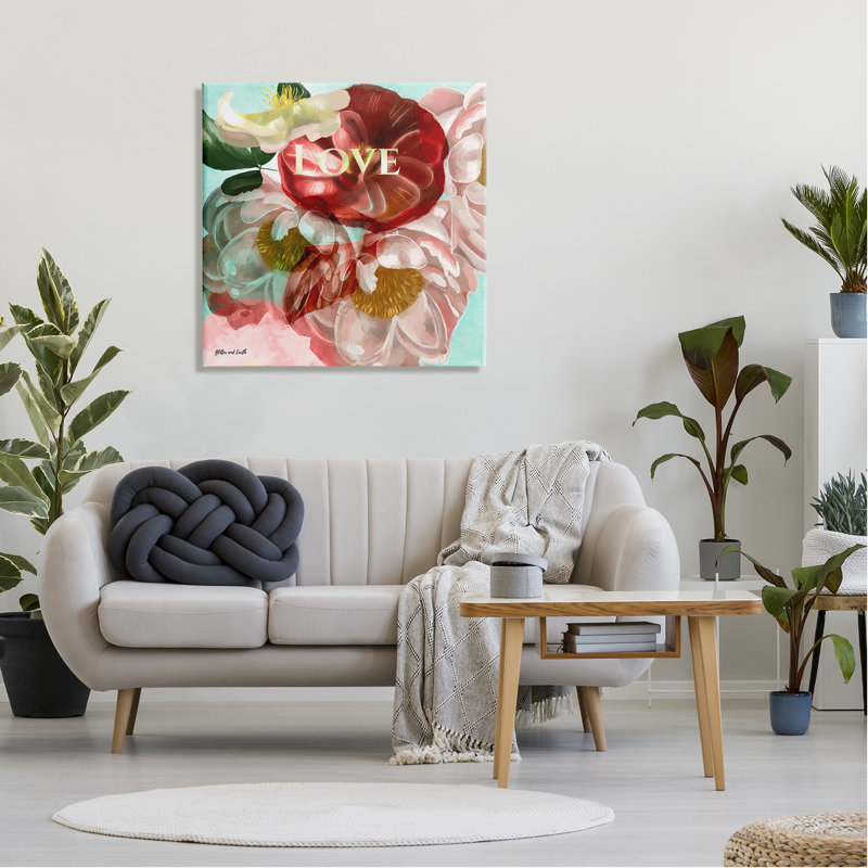 «Love Romantic Blooming Peony» par Jacqueline Wild - impression, H 30 po x l 30 po x P 1,5 po, Toile tendue