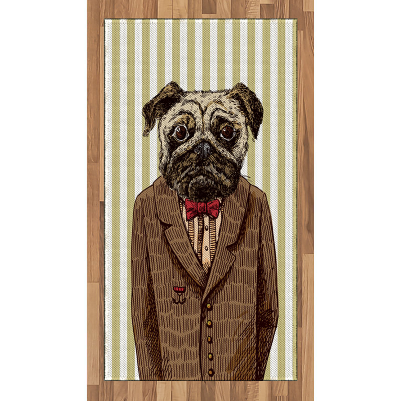 Pug High Density Long Fiber Poly Threads Decorative Area Rug Carpet, Rectangle 2'7" x 5'