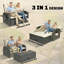 Lit de jour d'extérieur en osier, canapé convertible inclinable 3 en 1, lit de jour en rotin-992447325