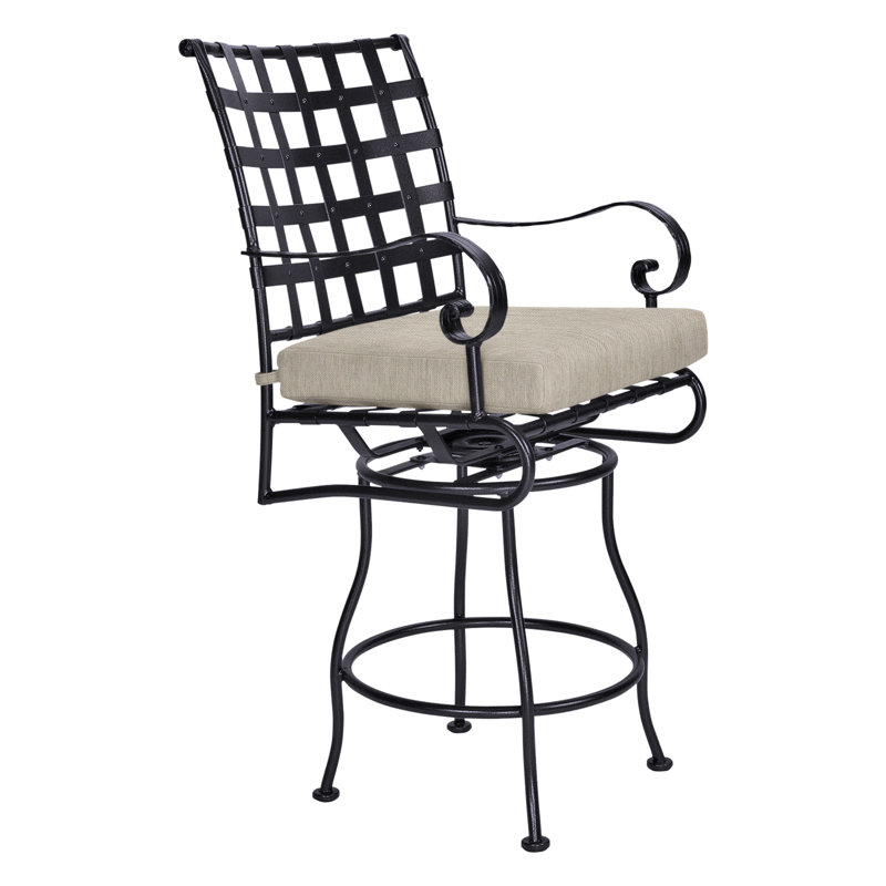 Classico-W Outdoor Swivel Bar Stool, Graphite, Alcazar Redwood