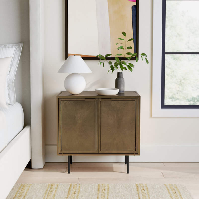 Melissa Metal 25" Nightstand, Aged Brass