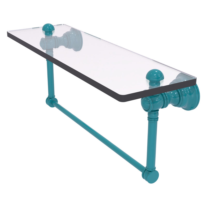 Tablette flottante avec barre à serviettes Carolina, H 7 po x l 16 po x P 5,54 po, Bleu sarcelle Glokzin