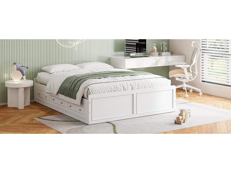 Wood Platform Bed Frame, White