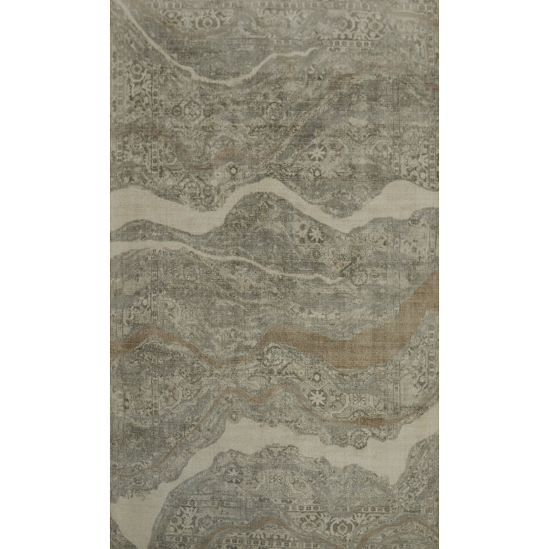 Tapis unique en coton 7 pi 11 po x 4 pi 11 po beige et ivoire