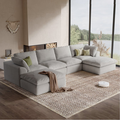 138" Oversized Modular Sectional Sofa, Sectional Couch with Deep Seat,Extra Large U Shaped Couch Couch with Ottoman
