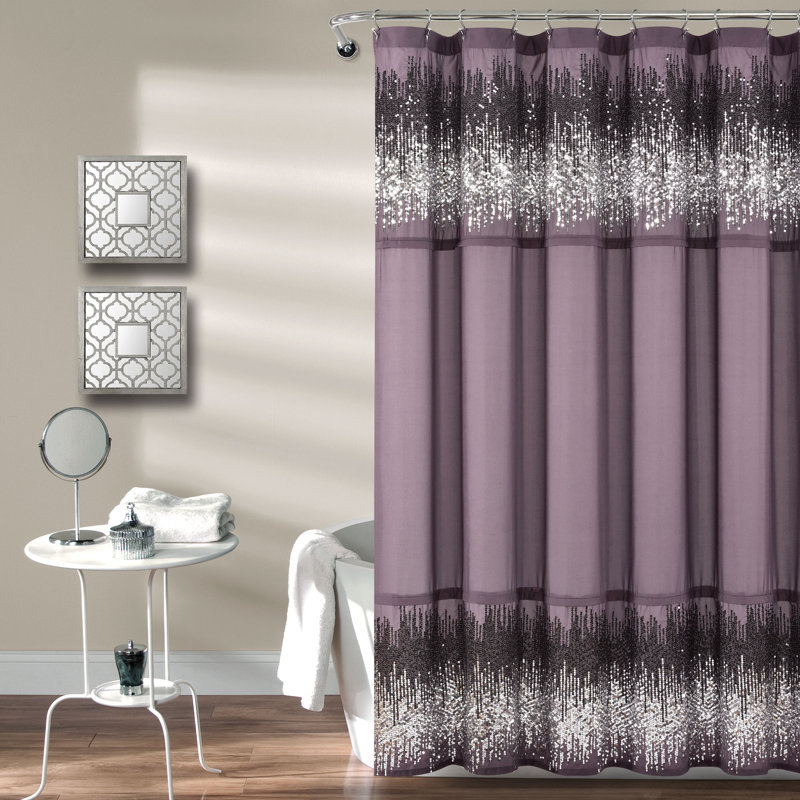 Marsham Polyester Shower Curtain, Purple/Black