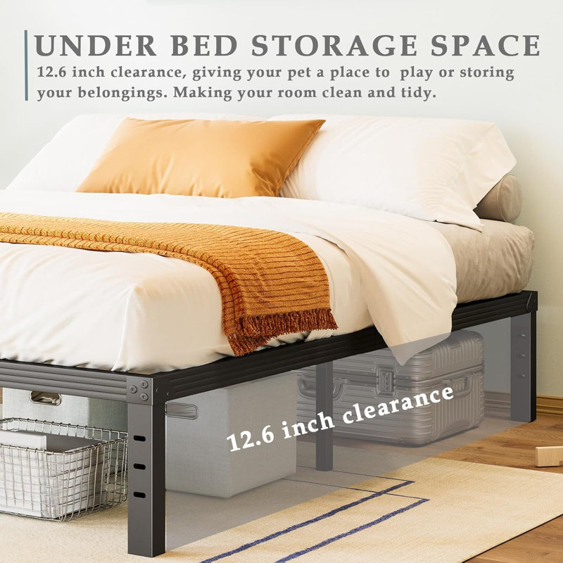 Black Heavy Duty Metal Queen Platform Bed Frame