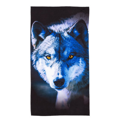 Wolf Stare Beach Towel, 30 x 60 inches