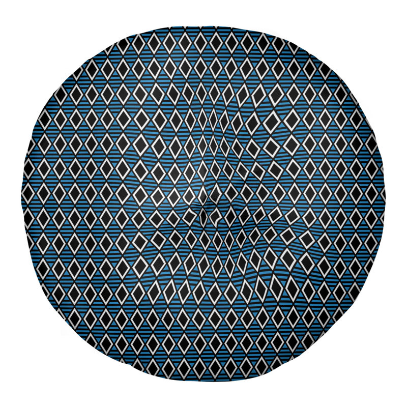 Coussin de sol Katelyn Elizabeth, 30 po x 30 po, Noir / Bleu