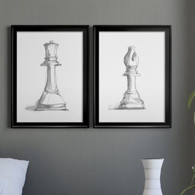 Chess Room Study III - Ensemble de 2 reproductions d'art sur toile