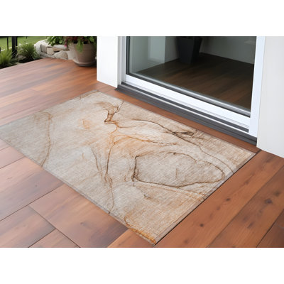 Tapis extérieur lavable antidérapant gris et orange 2 pi x 3 pi