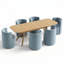 Ensemble de table de salle à manger extensible en placage de bois de 78" à 96" avec 6 chaises en velours et roulettes dissimulées-1120649919