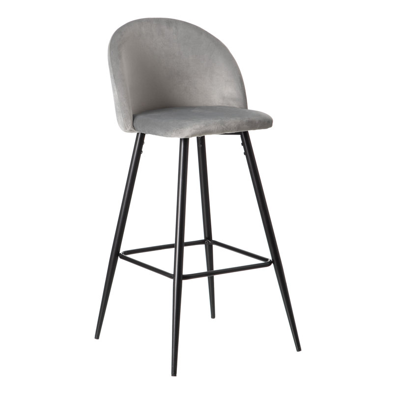 Carbajal Upholstered Counter Stool with Metal Frame, Grey