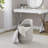 18" Upholstered Vanity Stool With Swivel In Grey Fabric-665496897
