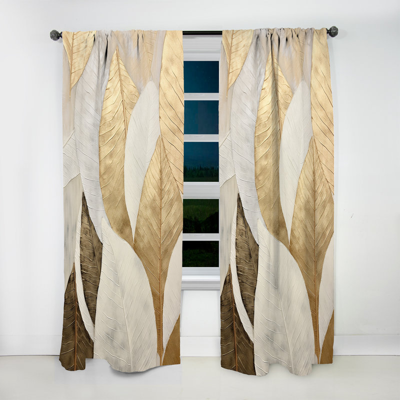 Voris - Leaves Curtain - Velvet Blackout Floral Curtain - 1 Panels, 52" W x 95" L