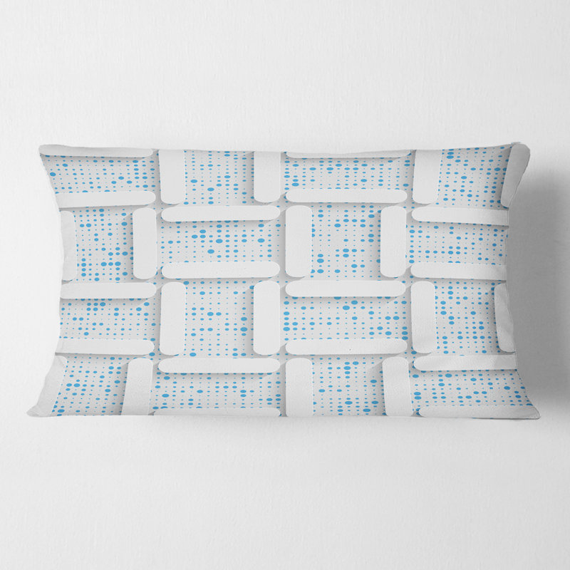 Coussin 3D imprimé blanc et bleu clair I - Mid-Century