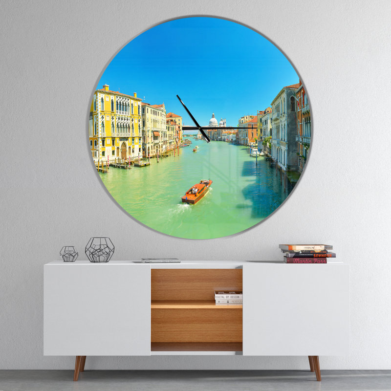 Green Grand Canal Venise - horloge murale moderne, Surdimensionné