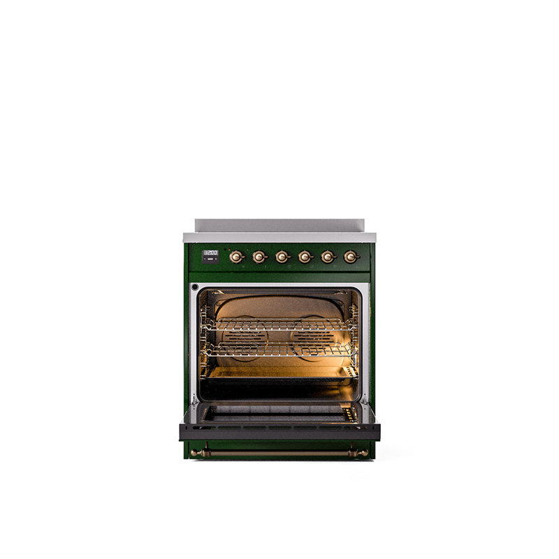 ILVE Nostalgie II Series 30 inch Induction Range with 4 Induction Elements (Solid Door), Emerald Green/Bronze