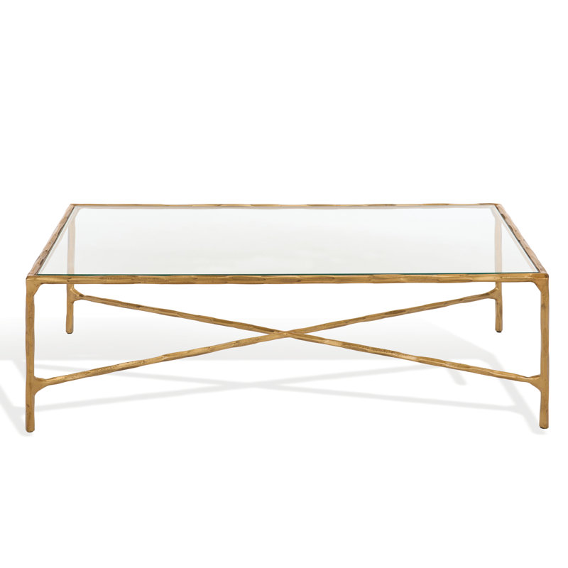 Evelynn Single Coffee Table, Brass, Clear