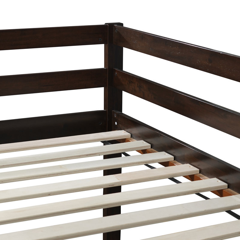 Lits simples superposés en bois massif avec échelle, Espresso