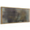 «Moody Neutral Abstract Landscape in Grey Blue and Ochre Tones», reproduction d'art sur toile encadrée