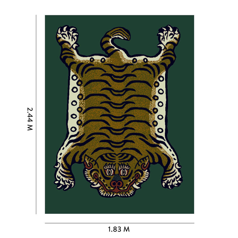 Saber Machine Woven Wool Area Rug in Petrol/Khaki