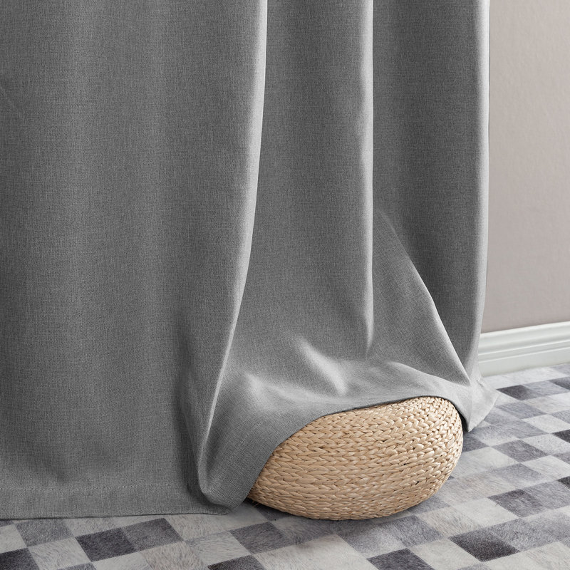 Grommet Room Darkening Linen Textured Curtain, 50" W x 72" L, Gray
