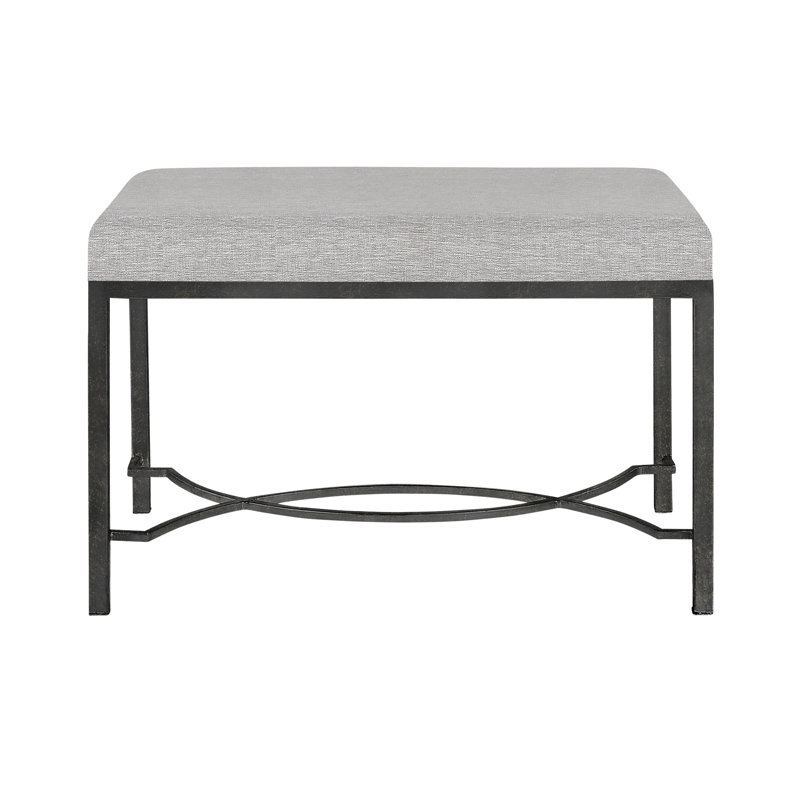 Izmir Upholstered Bench, Antique Black/Dove Gray Linen
