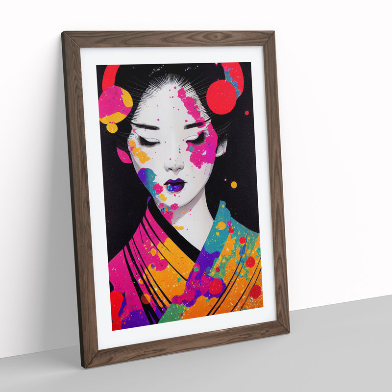 Geisha No.5 - Framed Print, 64cm H x 46cm W x 2cm D, Walnut