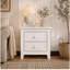 Table de chevet 2 tiroirs pour chambre à coucher, table de chevet rétro Mid-Century en bois, finition blanche