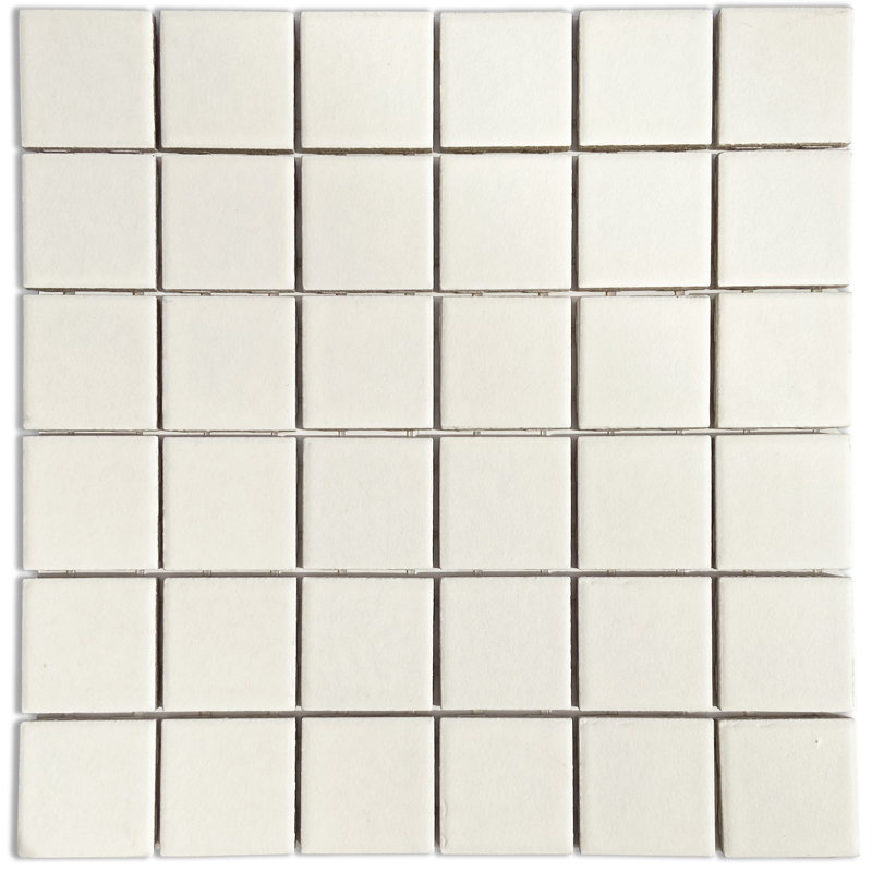 2" x 2" Porcelain Grid Mosaic Tile, White