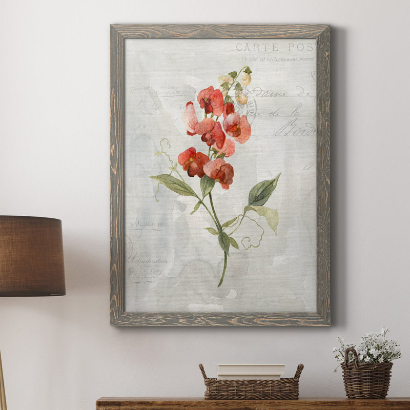 Lin Sweet Pea - peinture sur toile encadrée, Gris, H 20 po x l 17 po x P 1,5 po