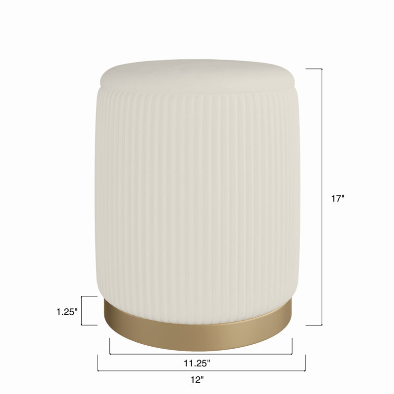 Round Ottoman Vanity Stool with Storage, White