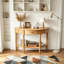Console demi-lune avec tiroir et tablette-900943384