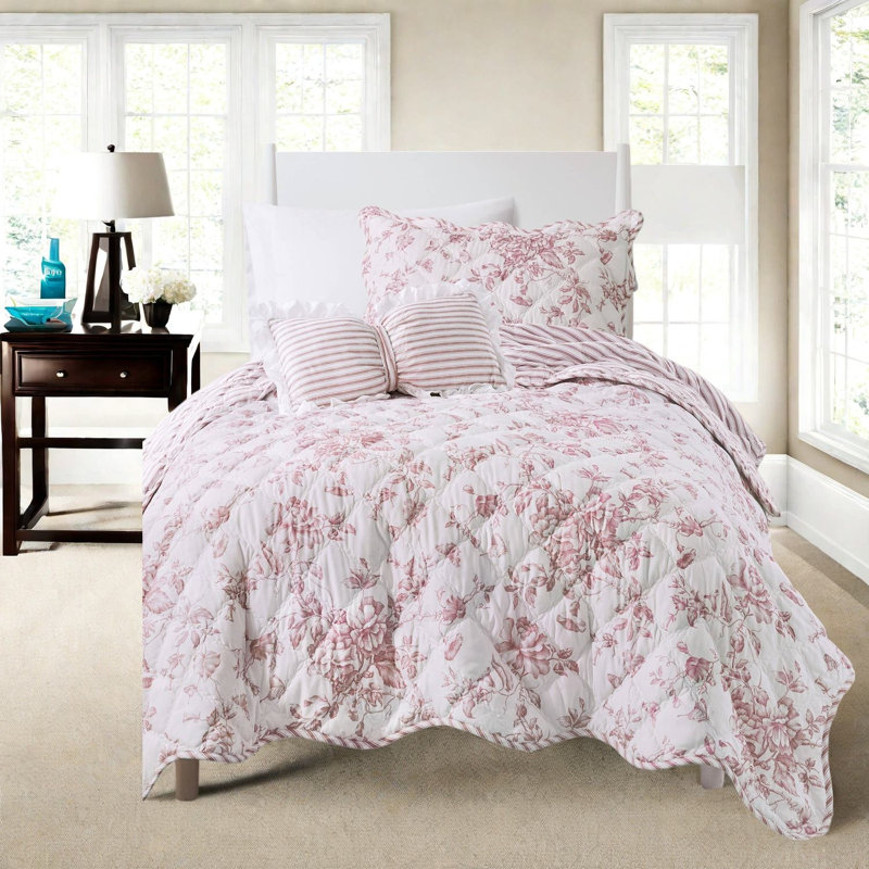 Ensemble de literie réversible, courtepointe florale en polyester TG pour maison moderne