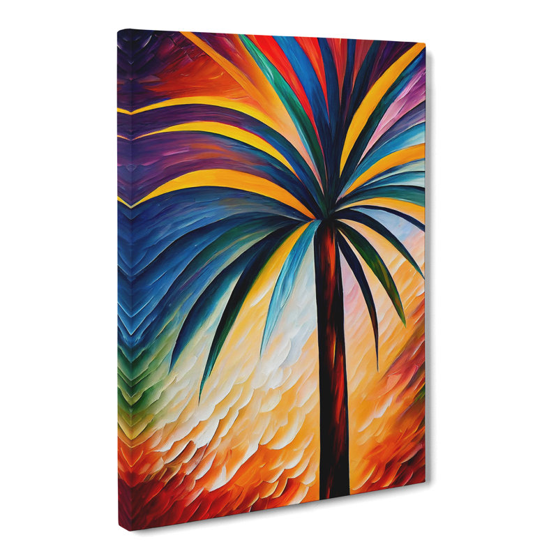 CAN-V0523-1700X Palm Tree Painted - Wrapped Canvas, 76cm H x 50cm W