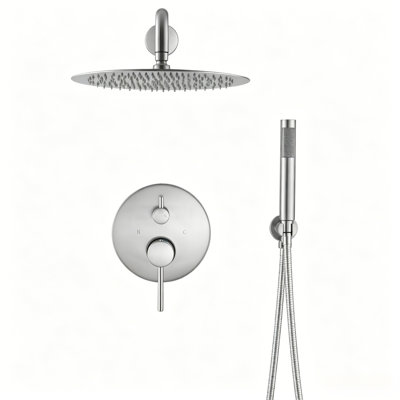 Système de douche à pluie en acier inoxydable de 10 pouces avec pomme de douche à main Topcraft