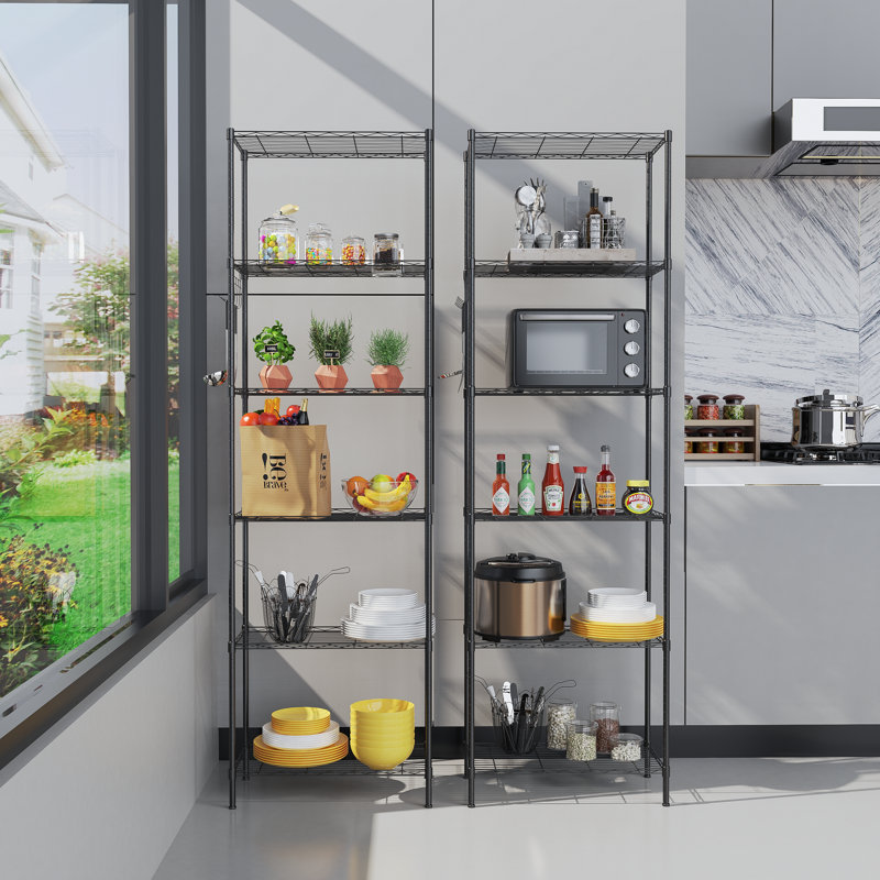 Lothario 63" H x 21.26" W x 11.42" D Shelving Rack, Black