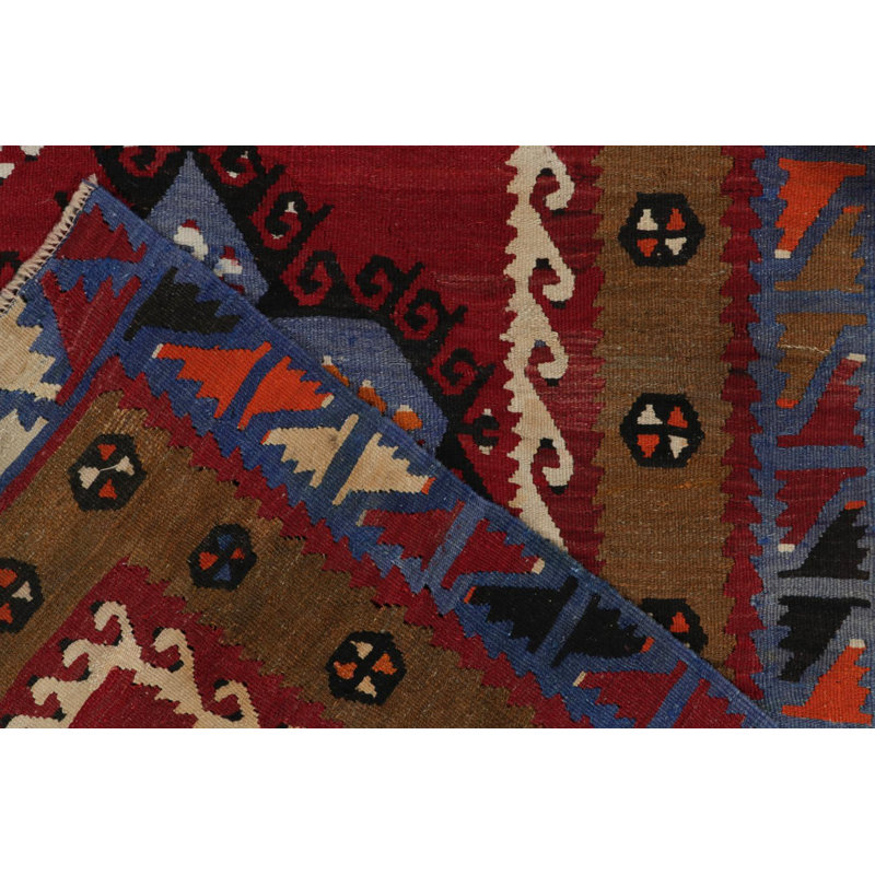 Wool Geometric Area Rug in Brown/Red/Green
