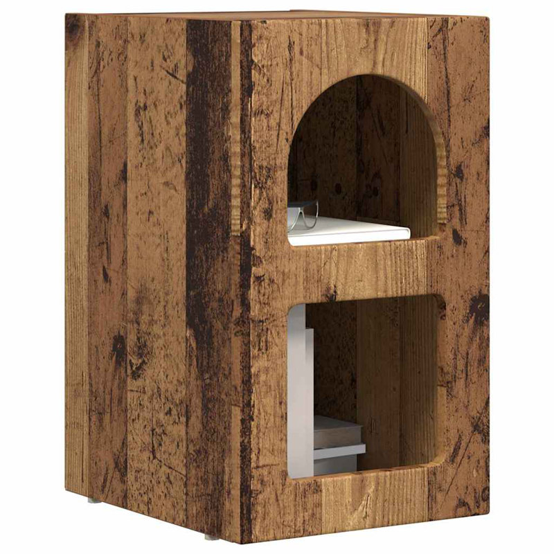 29.5 cm W Bedside Table, Old Wood