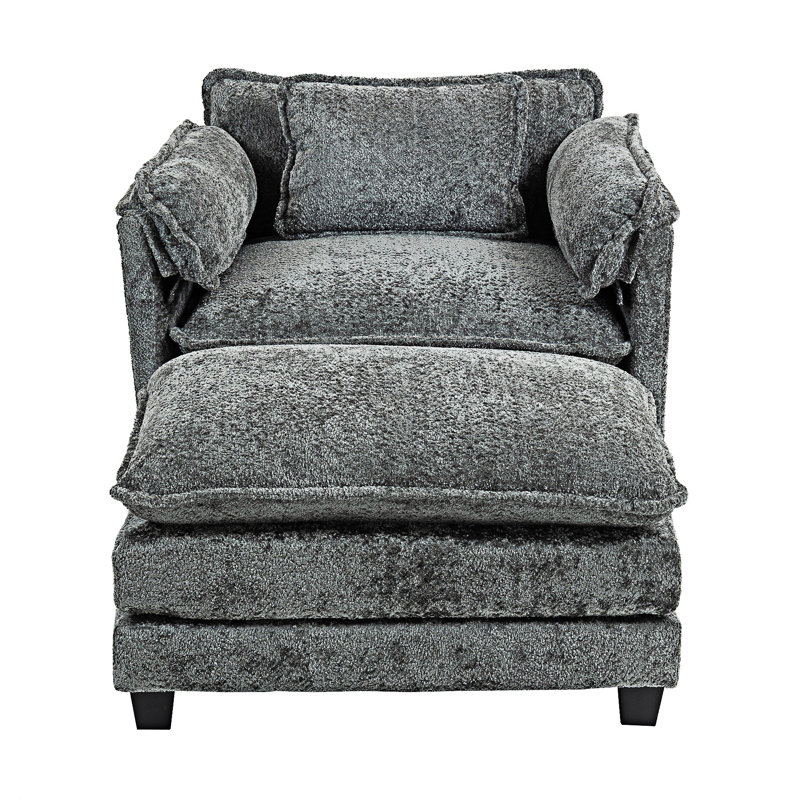 Canapé simple avec repose-pieds, Gris foncé