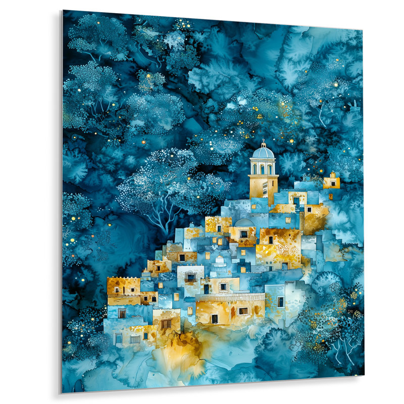 «Mexico Village At Night I - People», reproduction d'art métallique sur toile, H 40 po x l 30 po