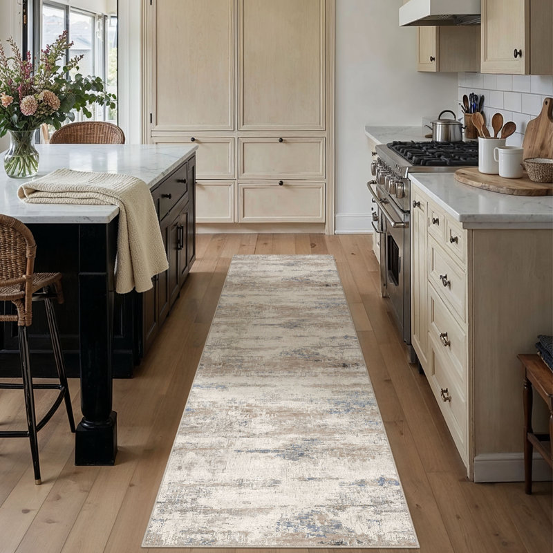 Sarah Modern Abstract Machine Washable Area Rug, Runner 2' x 8'