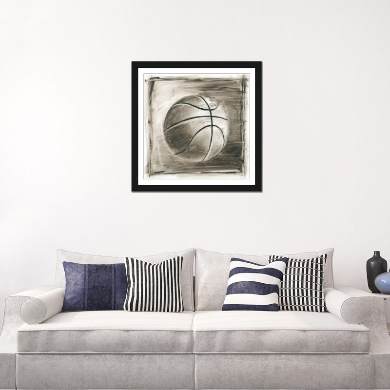 «Varsity II», impression sur toile, H 24 po x l 24 po x P 1 po, Papier d'art encadré noir, Blanc