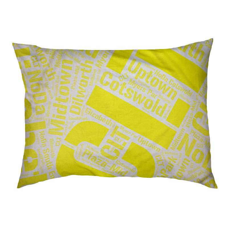 Coussin de chien « districts », Grand (l 40 po x P 30 po x H 14 po), Charlotte, Jaune