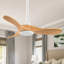Ventilateur de plafond en bois 36 pouces sans lumière 3 pales en bois massif, avec moteur CC réversible à 6 vitesses-200194355